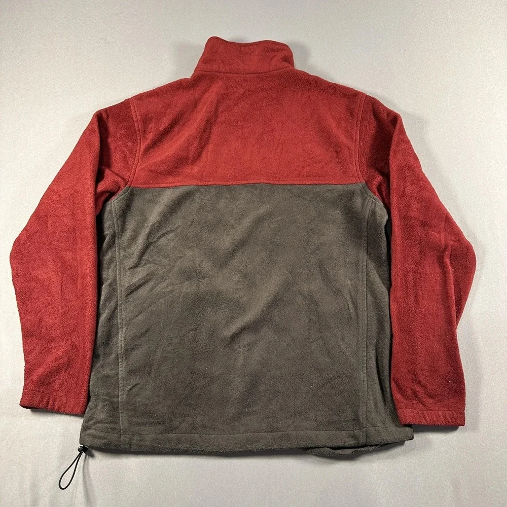 Columbia Jacket Mens Large Red Gray Fleece Full Zip Pockets Outdoor Hiking